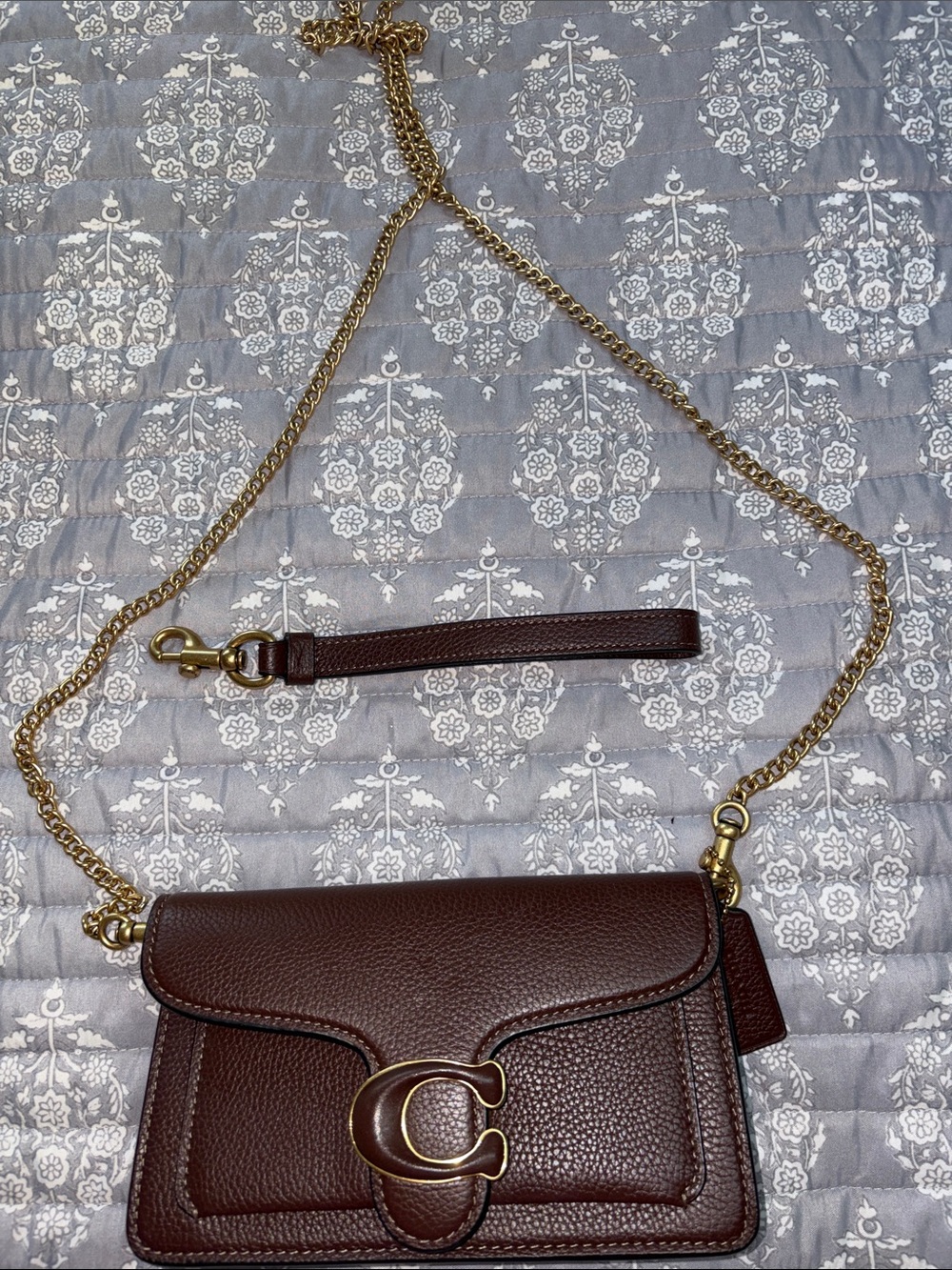 Coach Dark Brown Pebbled Leather Crossbody with Gold 'C' Hardware